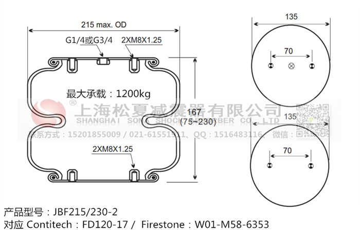 JBF215/230-2橡膠<a href='http://www.swf4.cn/' target='_blank'><u>空氣彈簧</u></a>