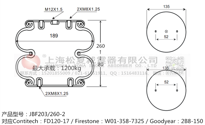 JBF203/260-2橡膠<a href='http://www.swf4.cn/' target='_blank'><u>空氣彈簧</u></a>